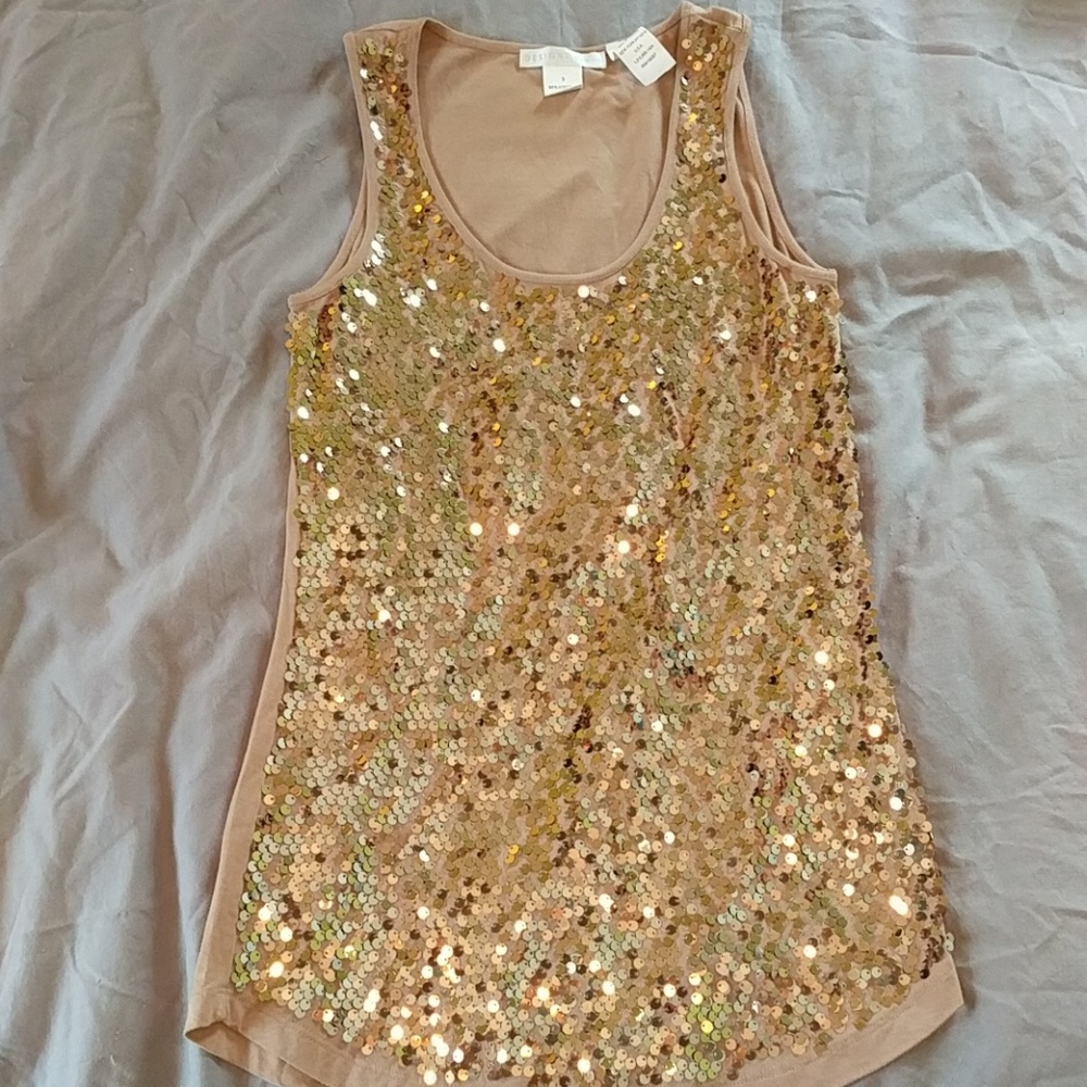 Gold Sequin Tank Top Size Small